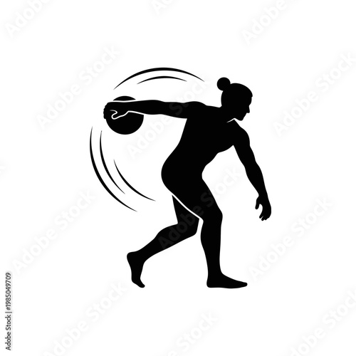 Powerful silhouette of an athlete engaged in discus throwing, symbolizing strength, motion, and competition in track and field sports