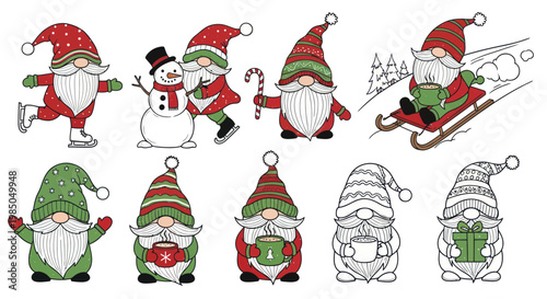 Christmas Gnomes & Snowman Vector Illustrations - Festive Winter Characters