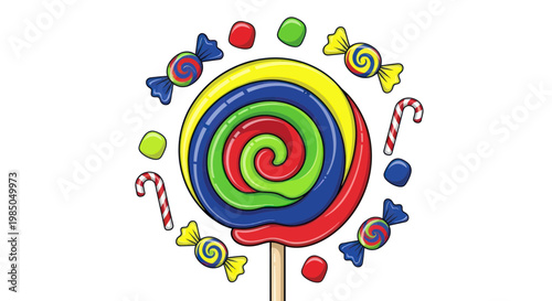 Colorful Swirl Lollipop with Candy Border