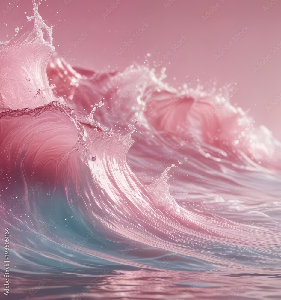 Fototapeta premium Water-inspired design with soft pink hues and flowing waves, gentle texture , soothing atmosphere