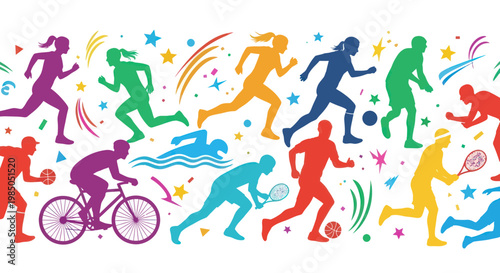 Diverse Sports Activities and Vibrant Silhouettes Collection