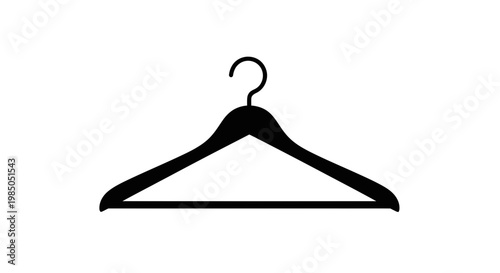 Simple Black Clothes Hanger Isolated on White Background