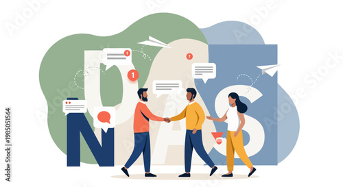 Business Partnership Handshake and Team Collaboration Illustration
