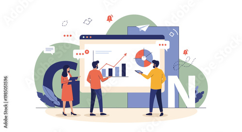 Business Team Analyzing Strategy and Data on Digital Dashboard