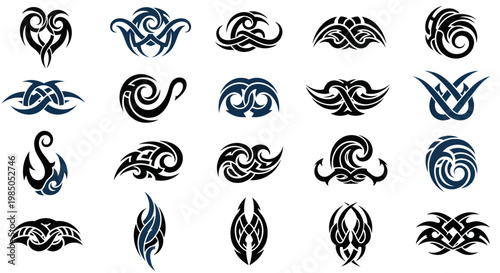 Tribal Tattoo Designs Collection - Abstract Swirls and Shapes