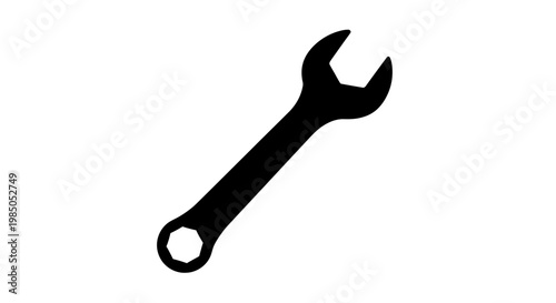 Black silhouette of a wrench on a white background, isolated tool icon