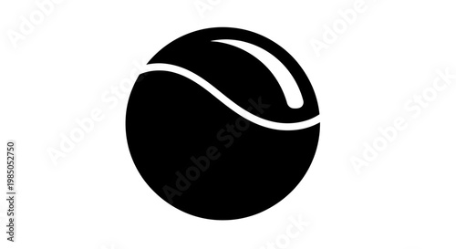 Abstract Black Sphere with White Curved Line - Minimalist Design