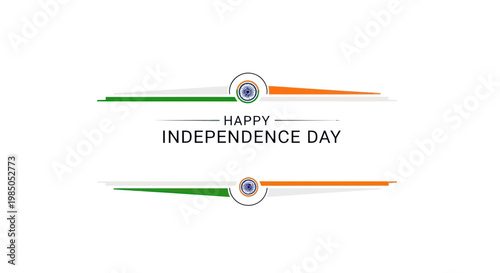 Happy Indian Independence Day - Tricolor Wavy Lines with Ashoka Chakra Emblem
