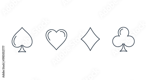 Playing Card Suits Symbols Icons - Spades, Hearts, Diamonds, Clubs
