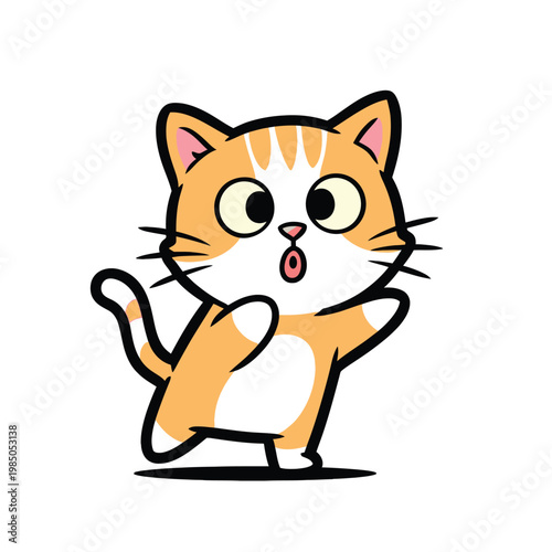Canvas Print Cartoon orange cat with surprised expression.
