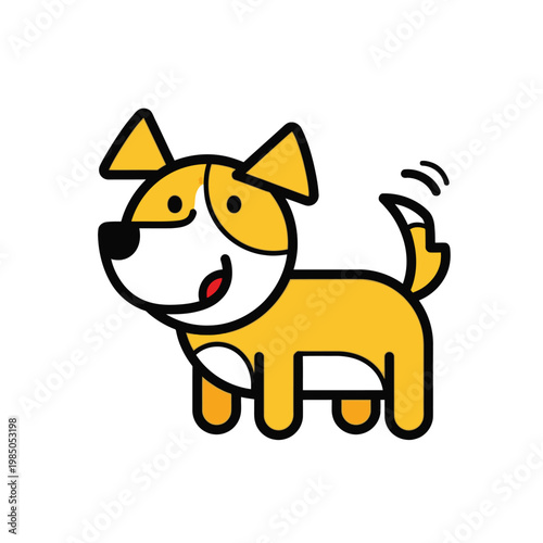 Smiling Cartoon Dog with Floppy Ears.