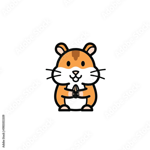 Cartoon hamster holding a bowl.
