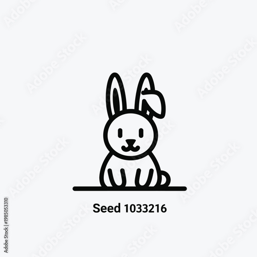 Cute Cartoon Bunny Rabbit Sitting Down.