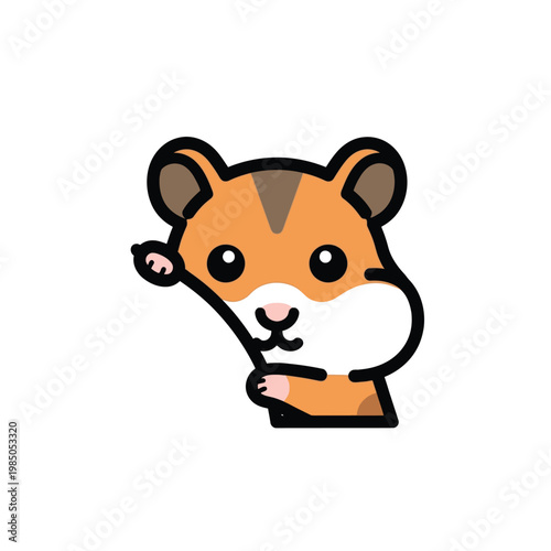 Cute Cartoon Hamster Face Closeup.