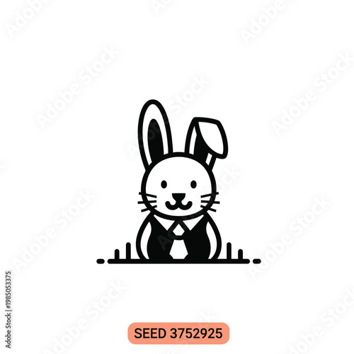 Cartoon bunny in a vest.