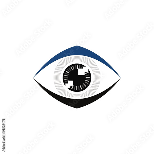 Stylized Eye Graphic with Blue and Black Accents.