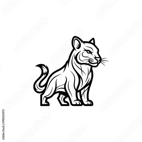 Stylized Black and White Panther Illustration.