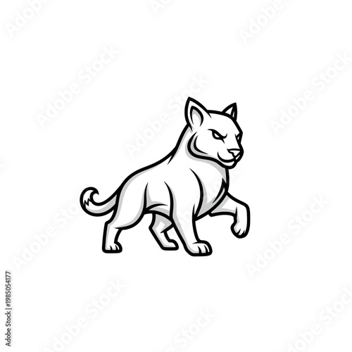Stylized Line Art Illustration of a Fierce Dog.