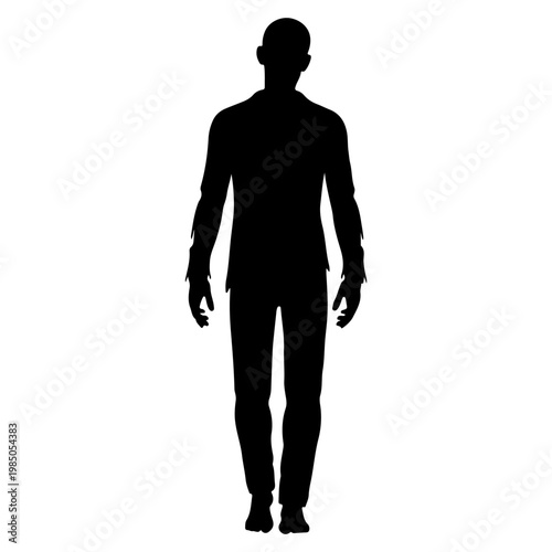 Silhouette of a Man Standing Full Body.