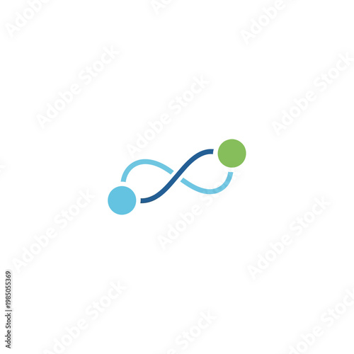 Abstract infinity symbol with two connected dots representing connection, flow, and endless possibilities in a modern design