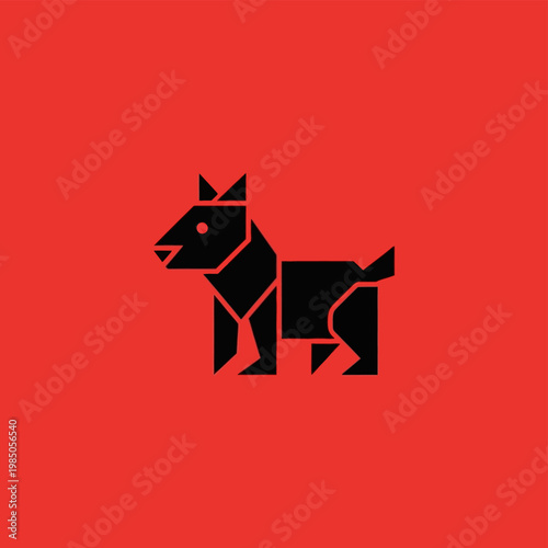 Origami Dog Silhouette Geometric Design.