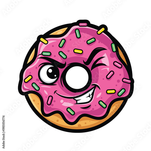 Colorful cartoon donut with sprinkles smiling 1.