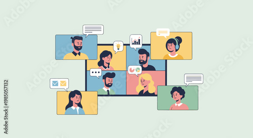 People in video conference meeting.