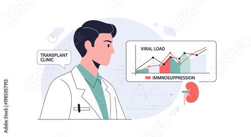 Doctor analyzes viral load and immunosuppression data in transplant clinic