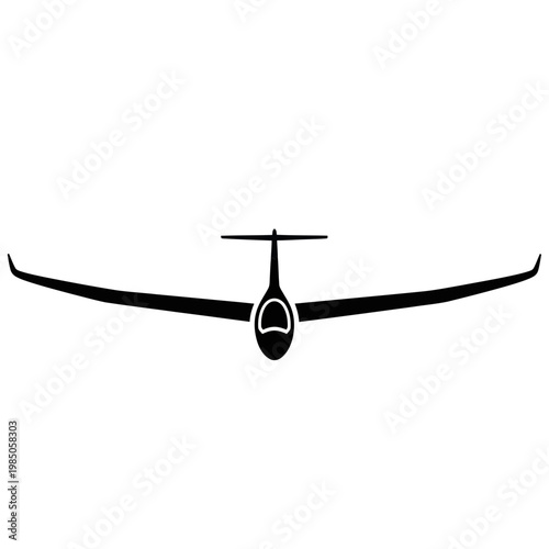 Glider Aircraft Silhouette - Front View