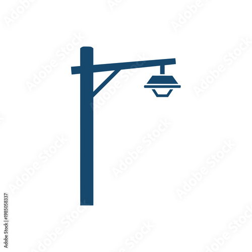 Simple dark blue street lamp icon on white background