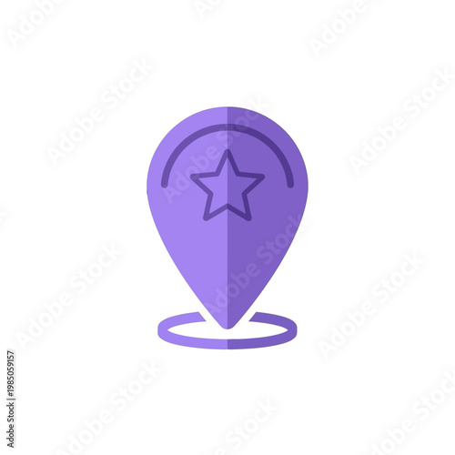 Purple location pin icon with a star inside, symbolizing a favorite or important place on a map