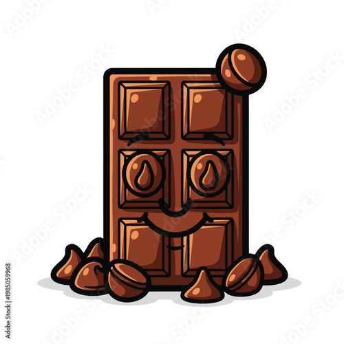 Chocolate Bar with Cocoa Beans Smiling.