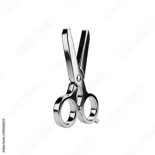 Silver Metallic Scissors Tool Isolated On Transparent Background