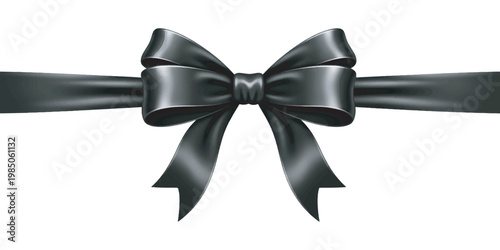 Elegant Black Ribbon Bow Vector Illustration with Glossy Finish