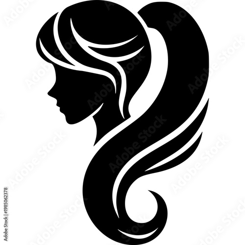 Ponytail Hairstyle Icon Vector