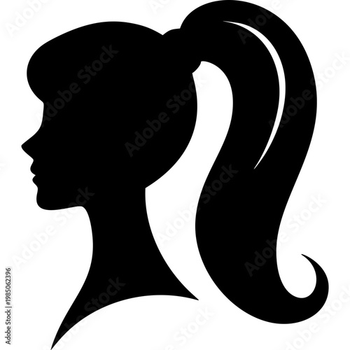 Ponytail Hairstyle Icon Vector