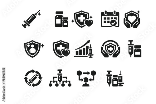 Vaccination symbol generation fill analytics simple injection icon image workflow vector immunity