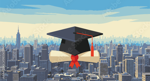 Graduation Cap and Open Book.