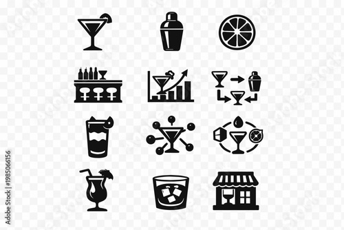 Shaker icons icon cocktail arrows analytics vector modern counter glass bar depicting