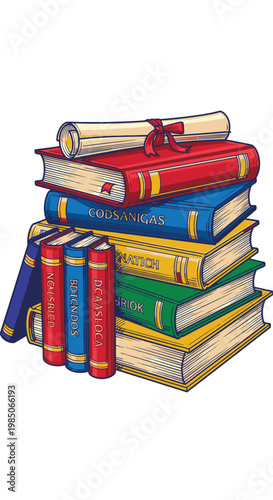 Stack of Colorful Books Together.