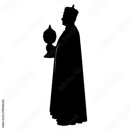 Silhouette of a King Holding a Scepter.