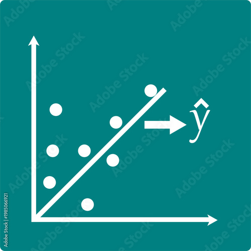 ML_Linear regression scatter plot icon with trend line and predicted value symbol