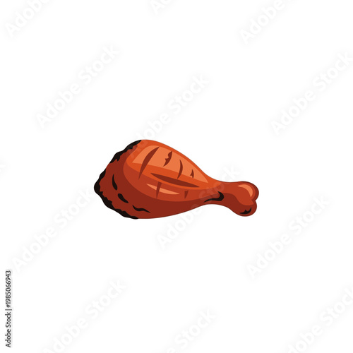 Deliciously Grilled Chicken Leg Food Icon on a White Background