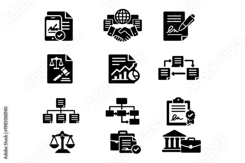 Generation vector depicting legal business icons diagram icon image contract agreement signature