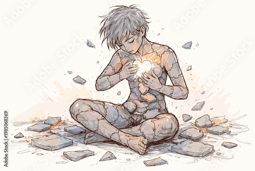 Vector image doodle icon broken generation imperfect rebuilding lines healing simple sketch