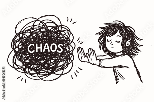 Away imperfect chaos vector person boundary simple icon messy image emotional concept