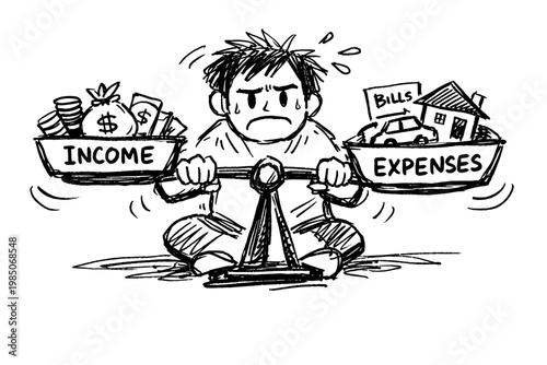 Imperfect concept vector icon financial income expenses messy lines simple image generation