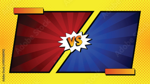 Comic VS background with pop art burst lines and dynamic lightning for fighting game scene