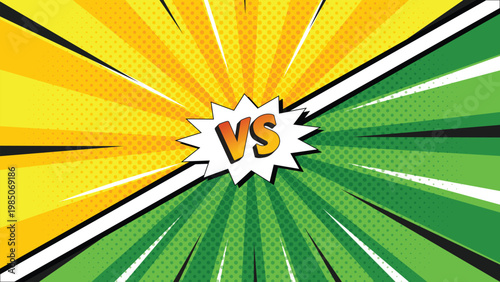 Comic VS background with pop art burst lines and dynamic lightning for fighting game scene