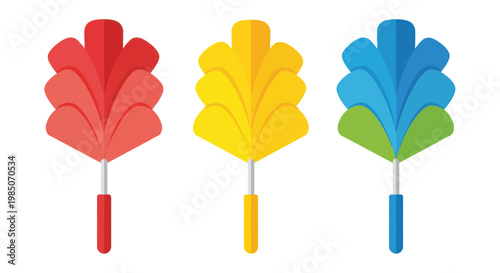 Colorful Dusters Set for Cleaning, Red, Yellow, Blue, Housekeeping Tool